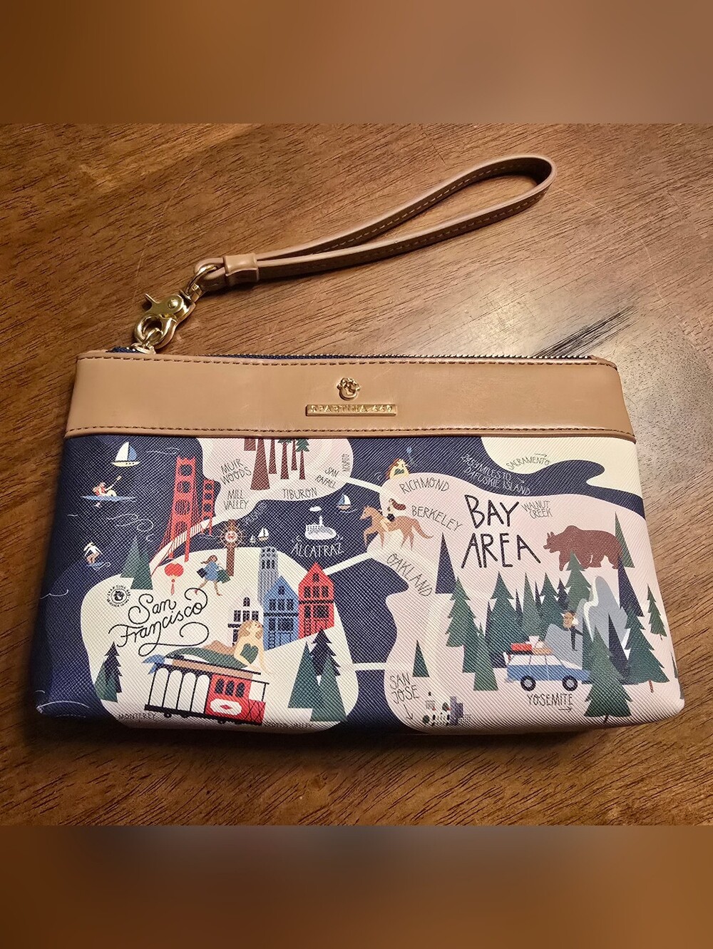 Spartina 449 Greeting From The San Francisco Bay Area Wristlet Clutch Travel